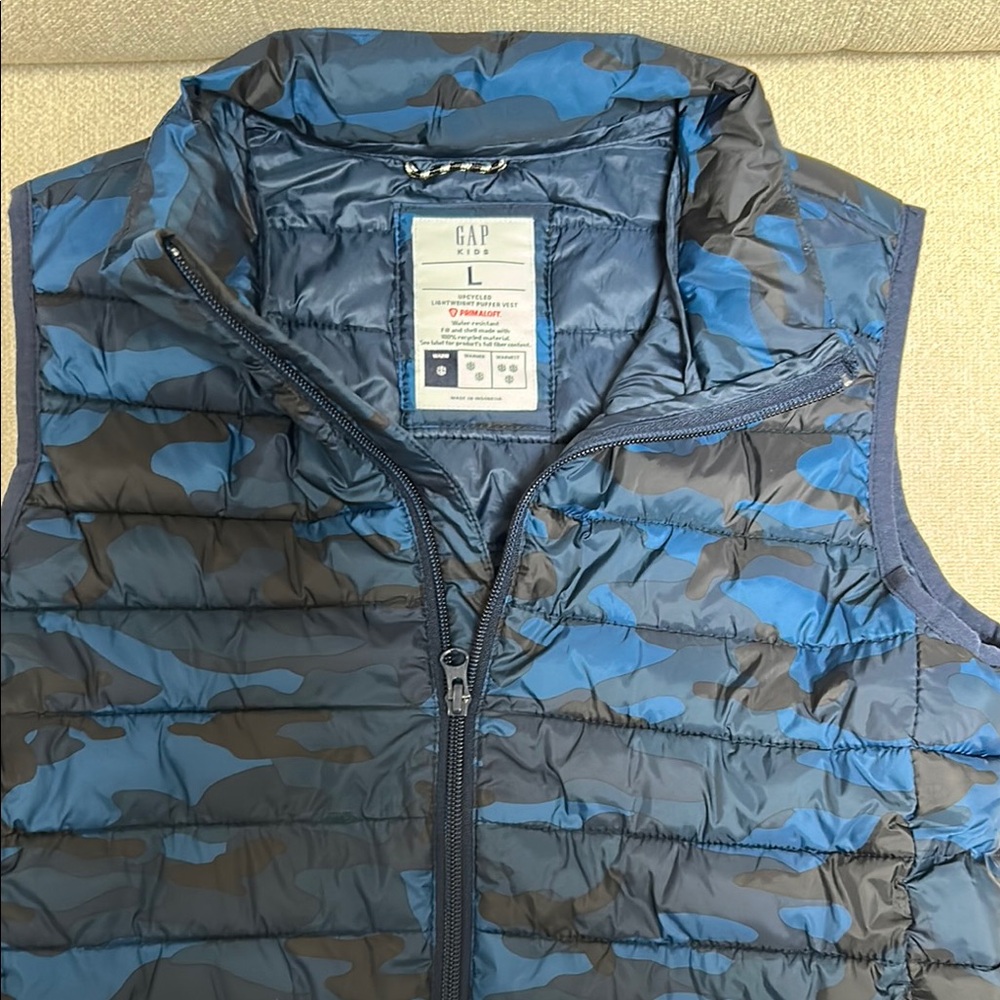GAP Blue Camouflage Puffer Vest